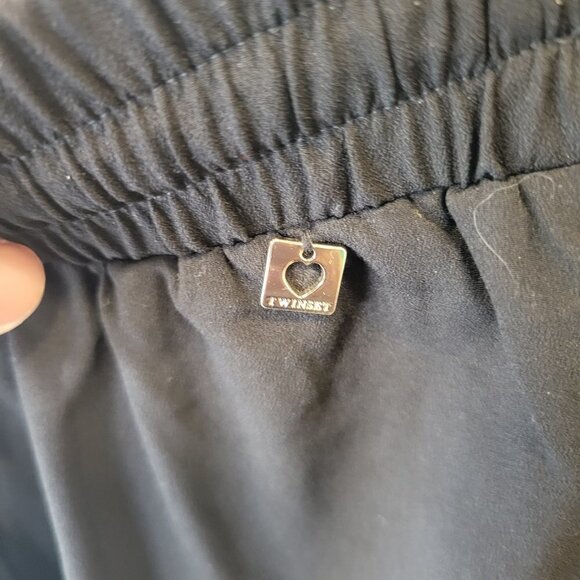 Twinset Women Black High Waist Cropped Pull On Jogger Pants Size 4 - Picture 11 of 14